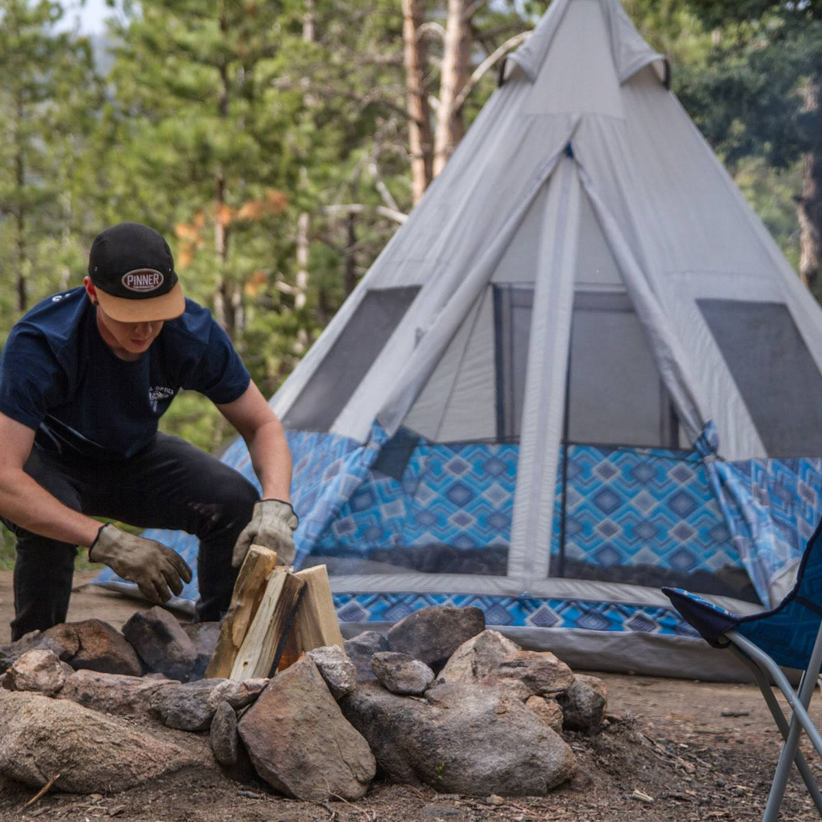 8 Person Teepee Tent, Blue P425