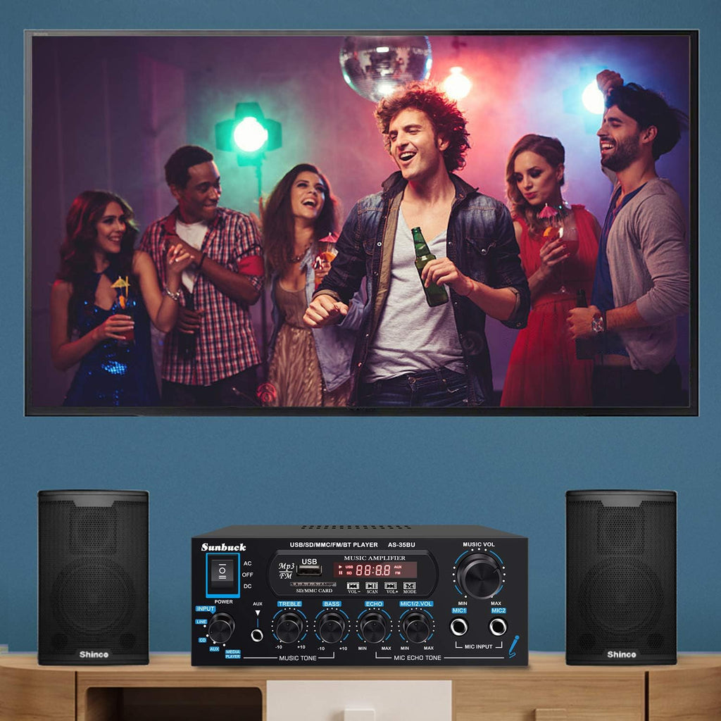 200W Dual Channel Bluetooth Stereo Amplifier Receiver with USB FM Radio Remote Control G644623