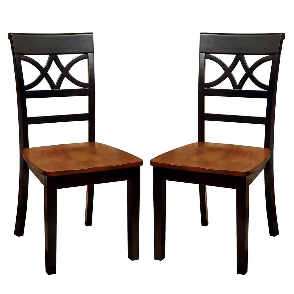 Black and Cherry Wood Dining Chair Set of 2 T7965