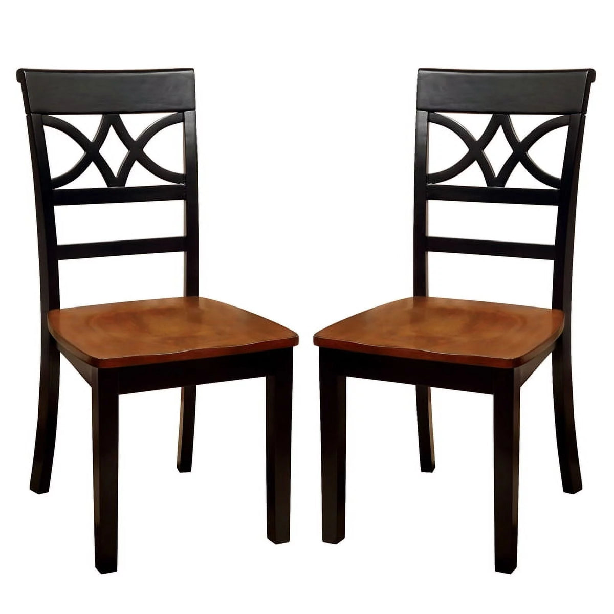 Black and Cherry Wood Dining Chair Set of 2 T7965