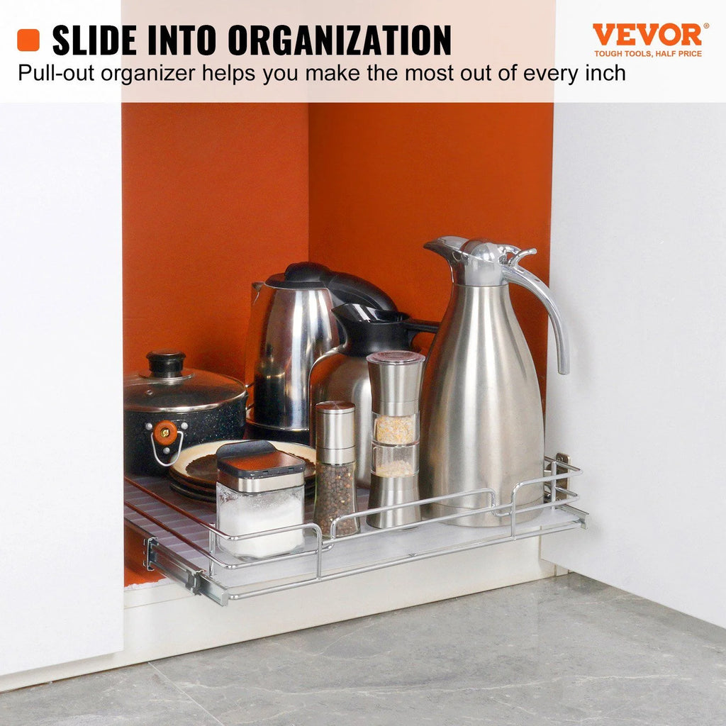 Chrome Steel Pull Out Cabinet Organizer with Sliding Shelves M869