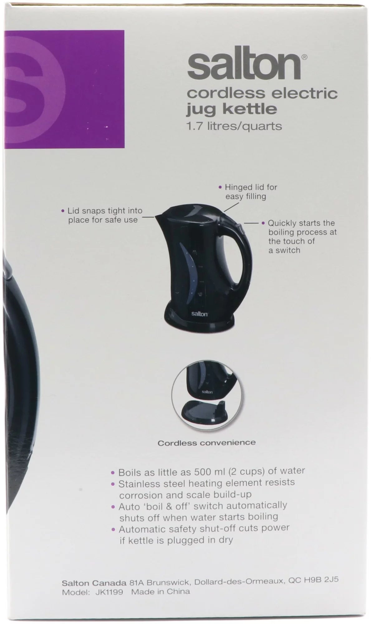 Black 1.7 Liter Cordless Jug Kettle I1353
