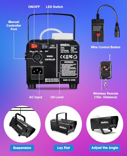 600W Smoke Machine with RGB LED Lights and Remote Control A1418