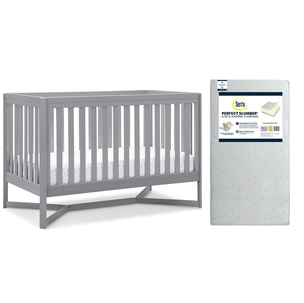 4-in-1 Convertible Crib and Dual Sided Crib & Toddler Mattress Z25490
