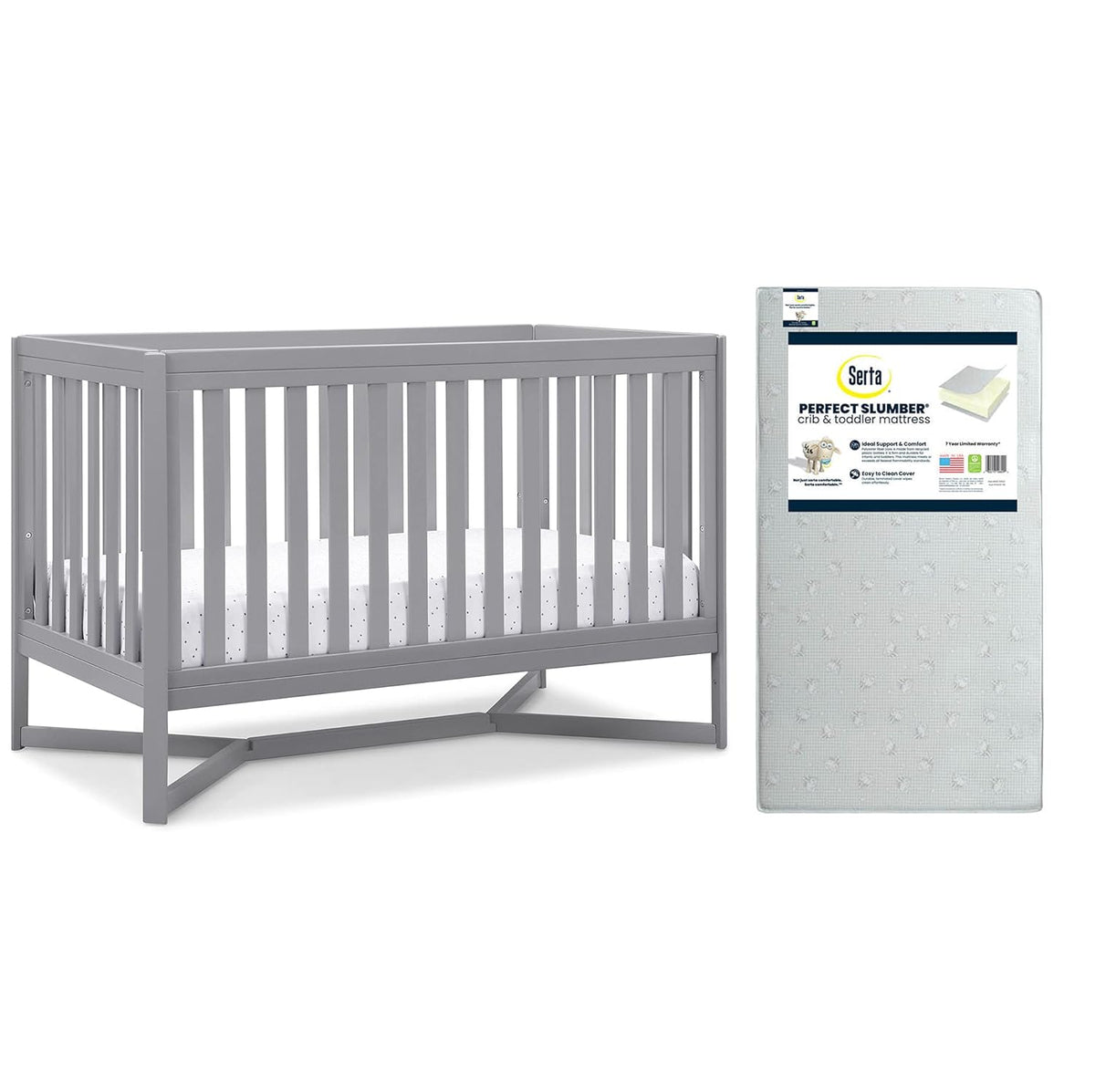 4-in-1 Convertible Crib and Dual Sided Crib & Toddler Mattress Z25490