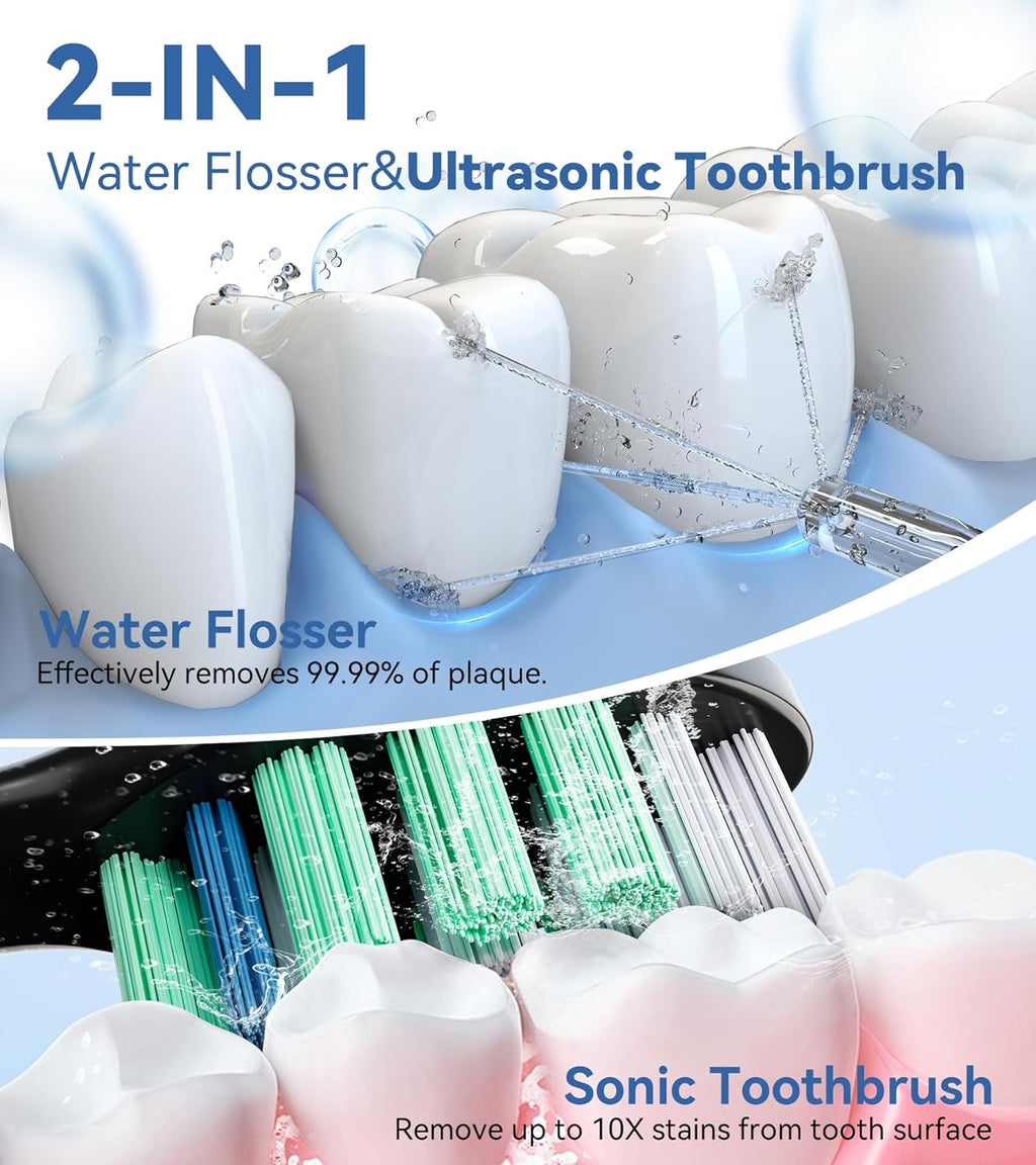 600ML Water Flosser with 7 Jet Tips, 10 Adjustable Water Pressure, 5 Toothbrush Heads Q277679