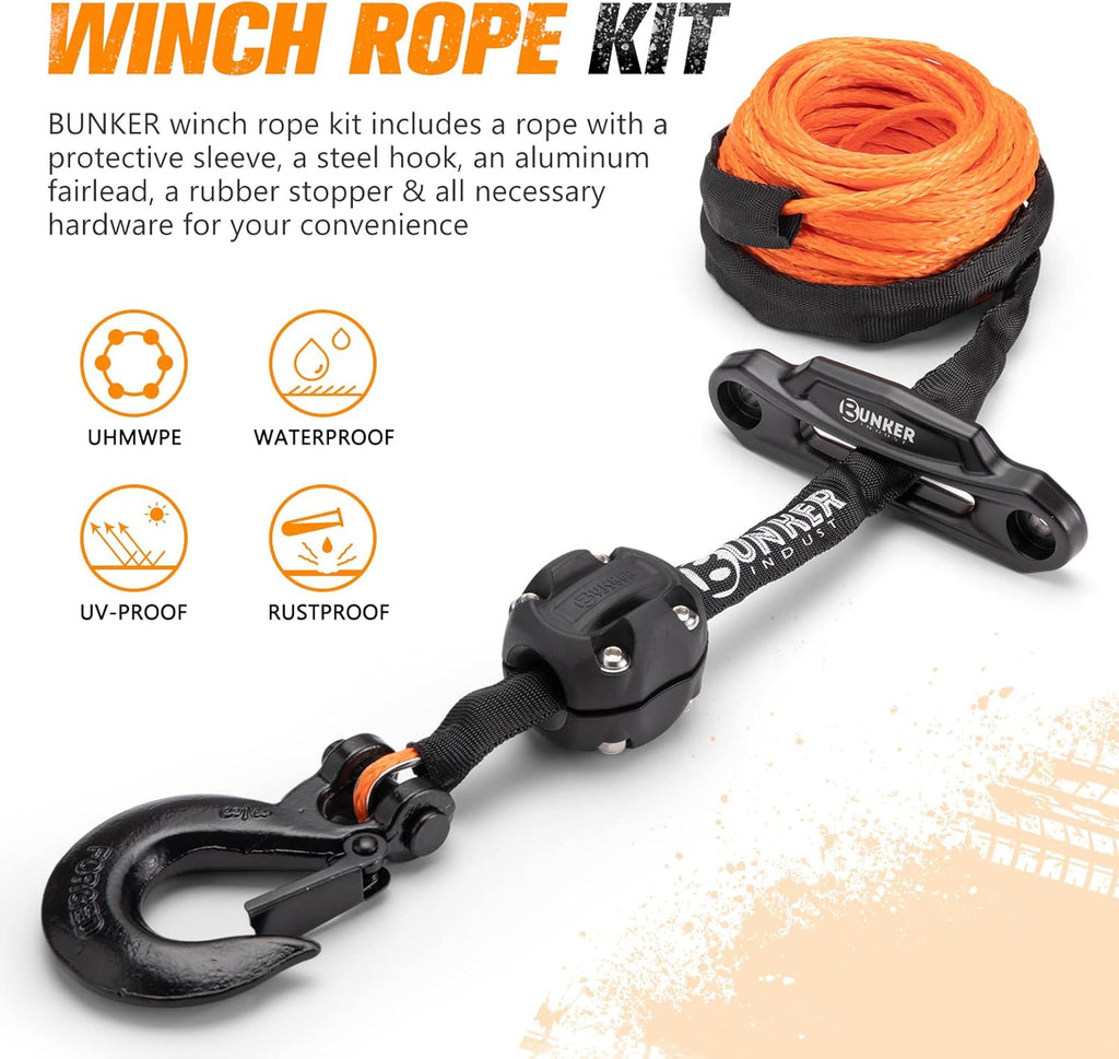 Synthetic Winch Rope Kit 3/16 x 50' 8200 LBS Orange Pack of 2 U3702