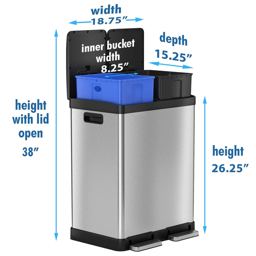 16 Gallon Stainless Steel Step Trash Can J571
