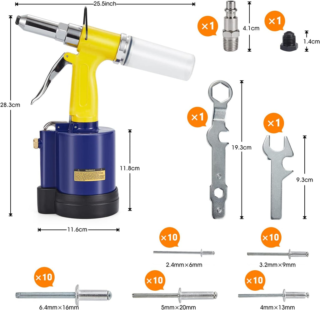 Air Riveter with 50pcs Open End Blind Rivet N735