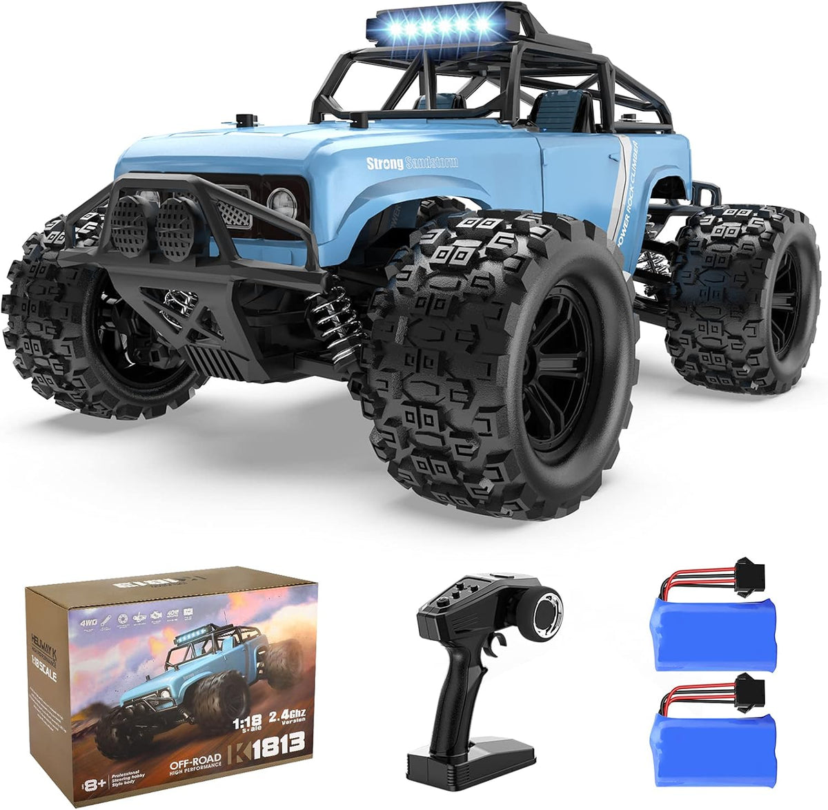 40 Km/h High Speed 1:18 Scale 4wd Off Road Rc Truck with 2 Rechargeable Batteries Y204675