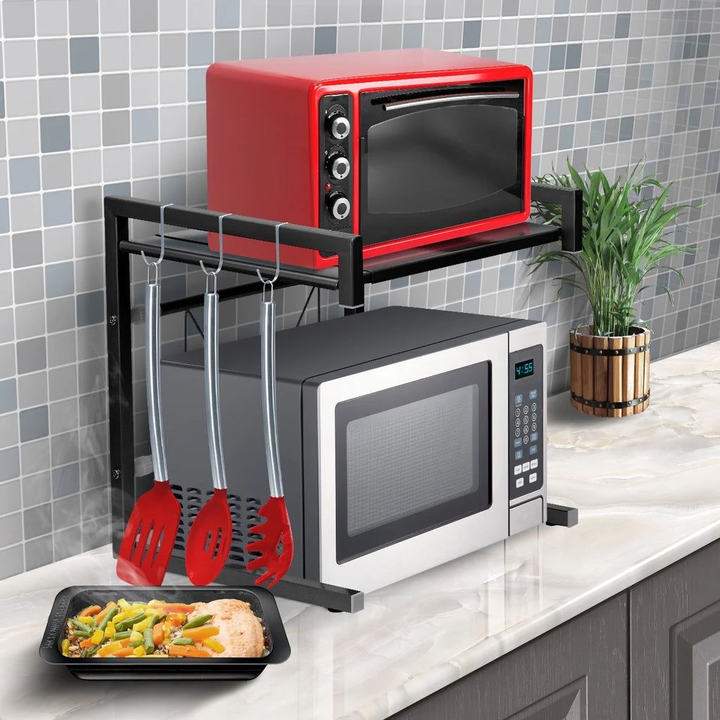 Expandable Microwave Oven Rack with Hooks Y3531