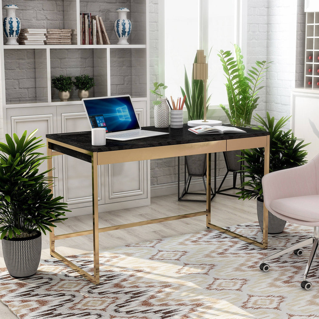 Black 48-Inch Desk with USB Ports F26124