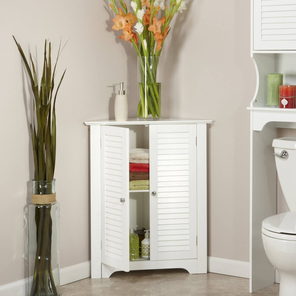 White 3-Shelf Corner Cabinet Z26666