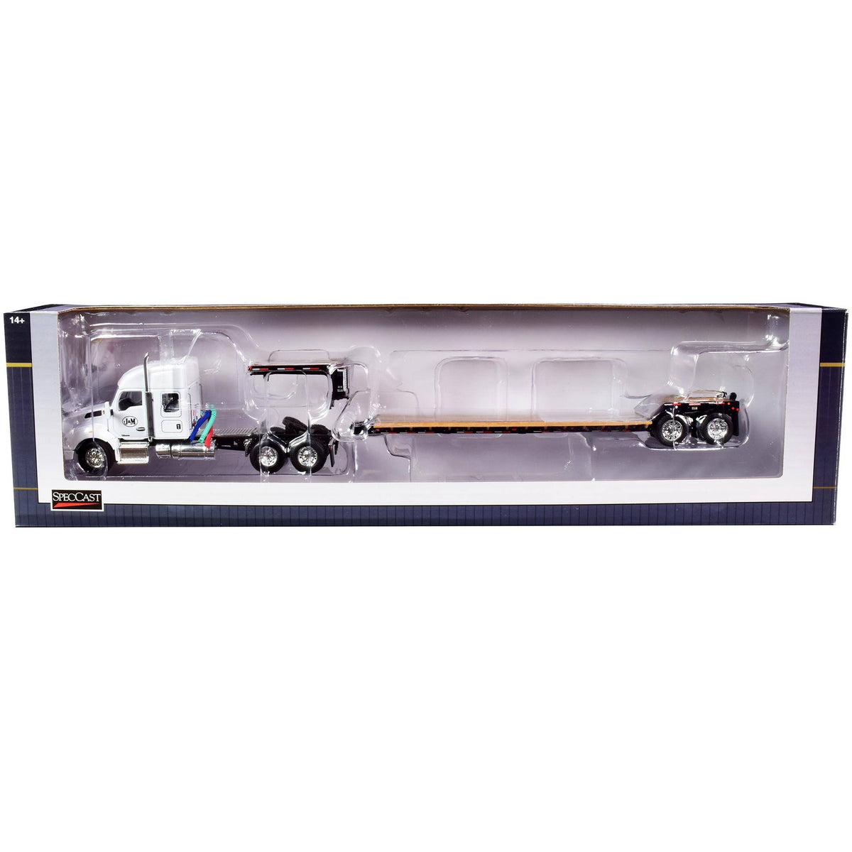 White 1/64 Diecast Tractor Truck with Lowboy Trailer H313