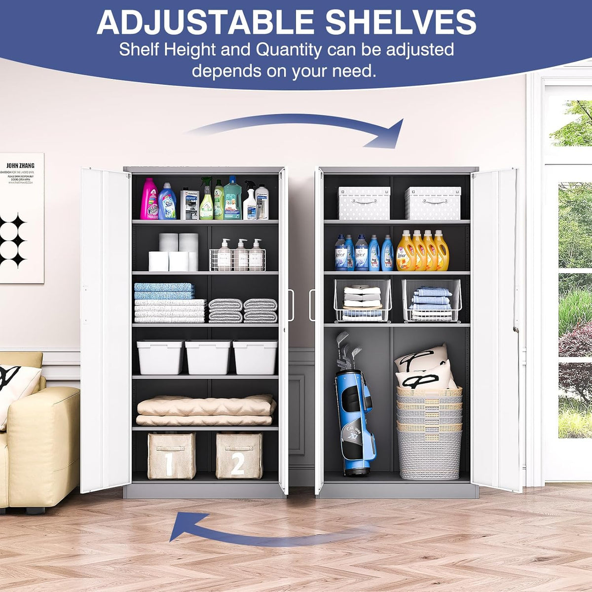 Locking Steel File Cabinet with 2 Doors and 4 Adjustable Shelves G5711