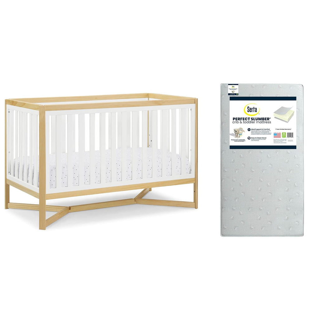 4-in-1 Convertible Crib and Dual Sided Crib & Toddler Mattress Z25490