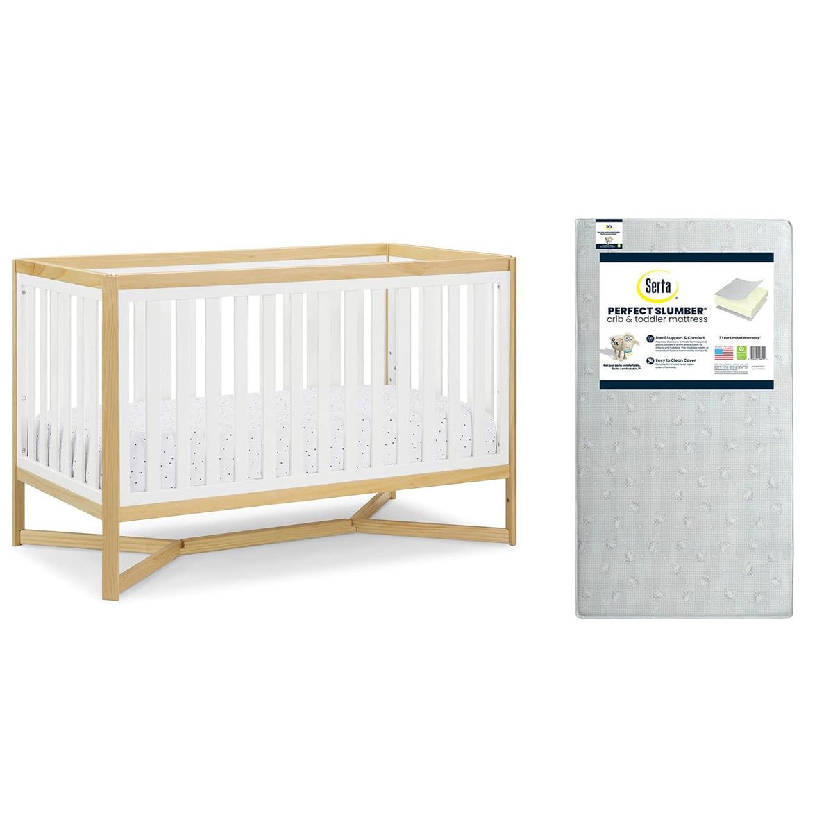 4-in-1 Convertible Crib and Dual Sided Crib & Toddler Mattress Z25490