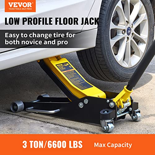 3 Ton Low Profile Aluminum Steel Racing Floor Jack with Dual Pistons Quick Lift Pump Y670