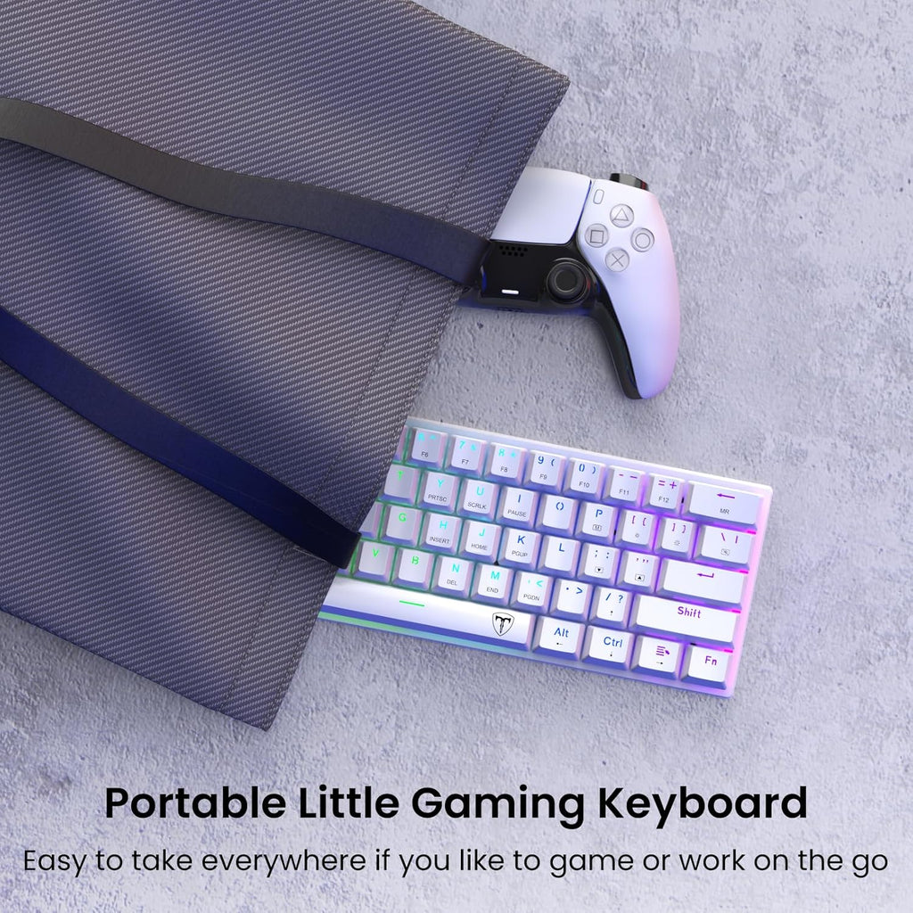 White 61 Keys Wired Mechanical Keyboard with Red Switches K760308
