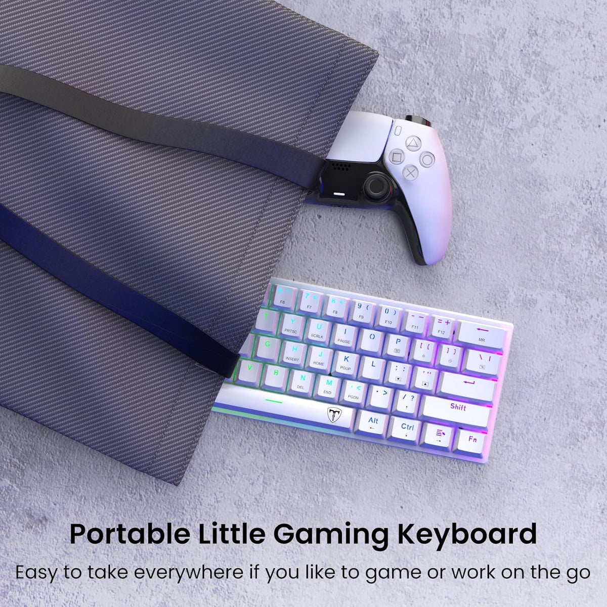 White 61 Keys Wired Mechanical Keyboard with Red Switches K760308