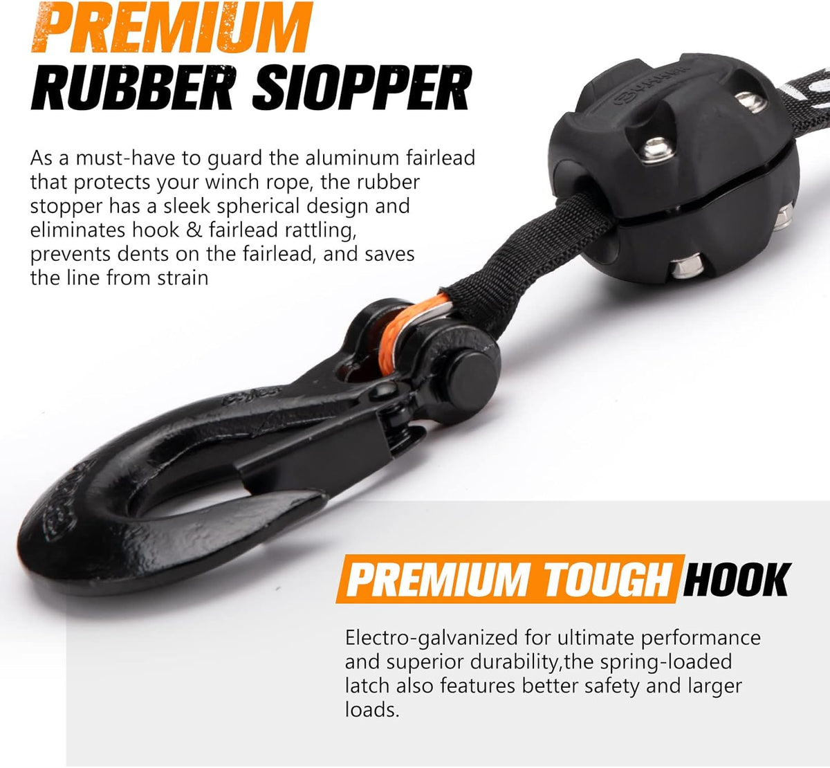 Synthetic Winch Rope Kit 3/16 x 50' 8200 LBS Orange Pack of 2 U3702