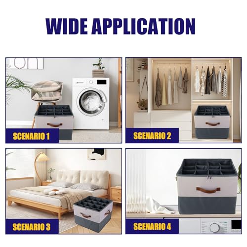 Grey Fabric Shoe Storage Bins for Closet, 16 Pairs U68161