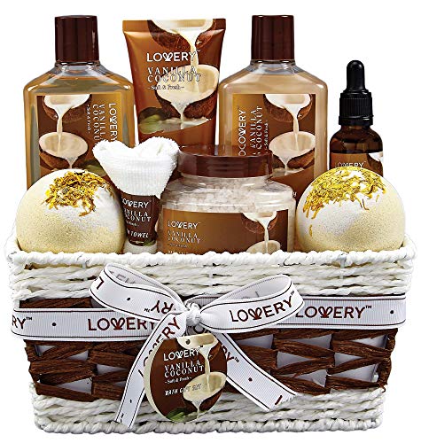 9 Piece Vanilla Coconut Home Spa Gift Basket S4649