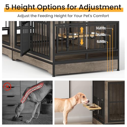 Rustic Brown Double Dog Crate Furniture with Divider B460632