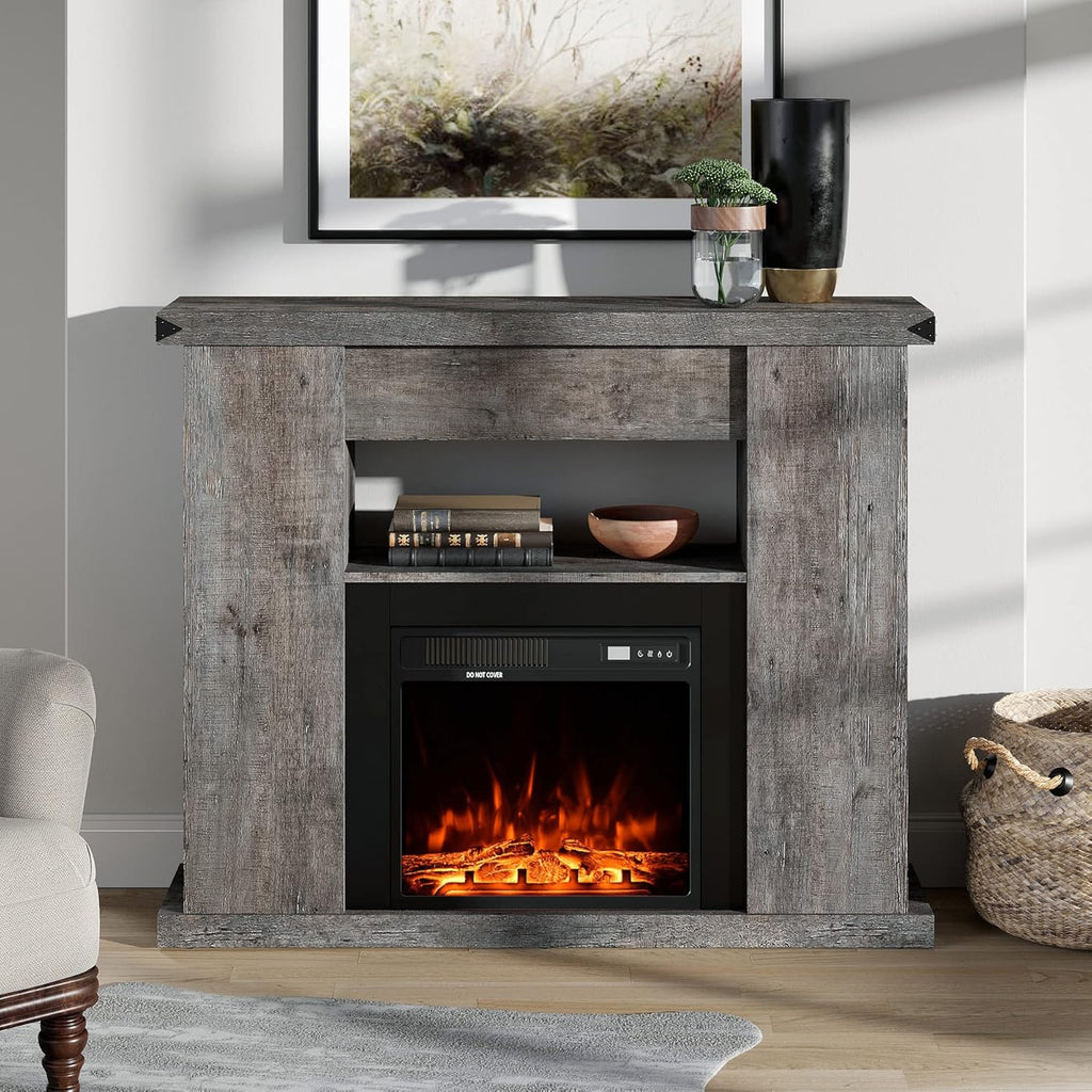 Electric Fireplace with Mantel and 7 Bookshelves H94630