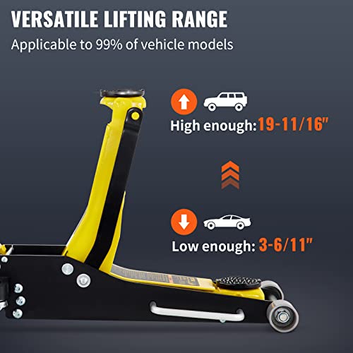 3 Ton Low Profile Aluminum Steel Racing Floor Jack with Dual Pistons Quick Lift Pump Y670