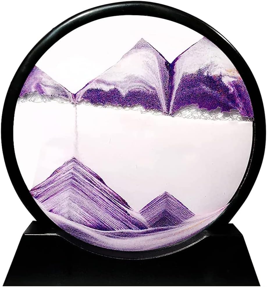 Moving Sand Art Picture Round Glass 3D Deep Sea (Blue, 7 Inch) N389