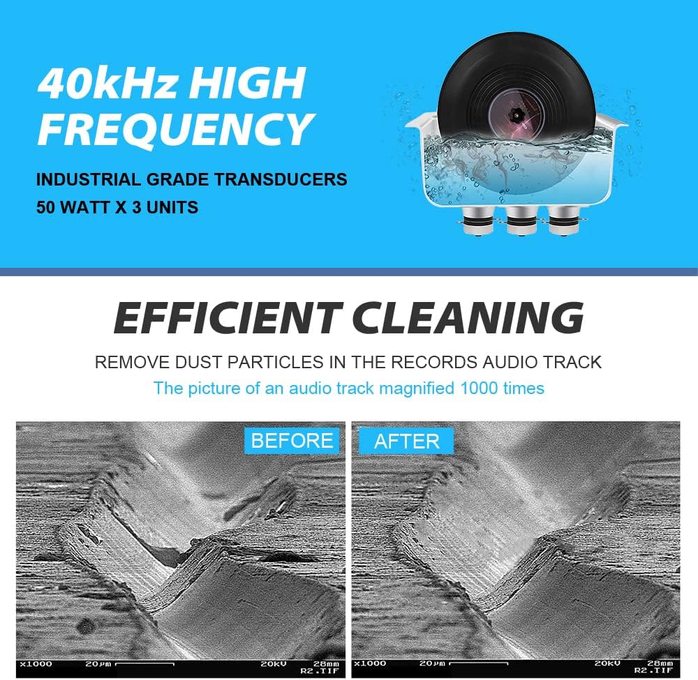 Gray Mechanical Vinyl Record Ultrasonic Cleaner with Records Bracket F658