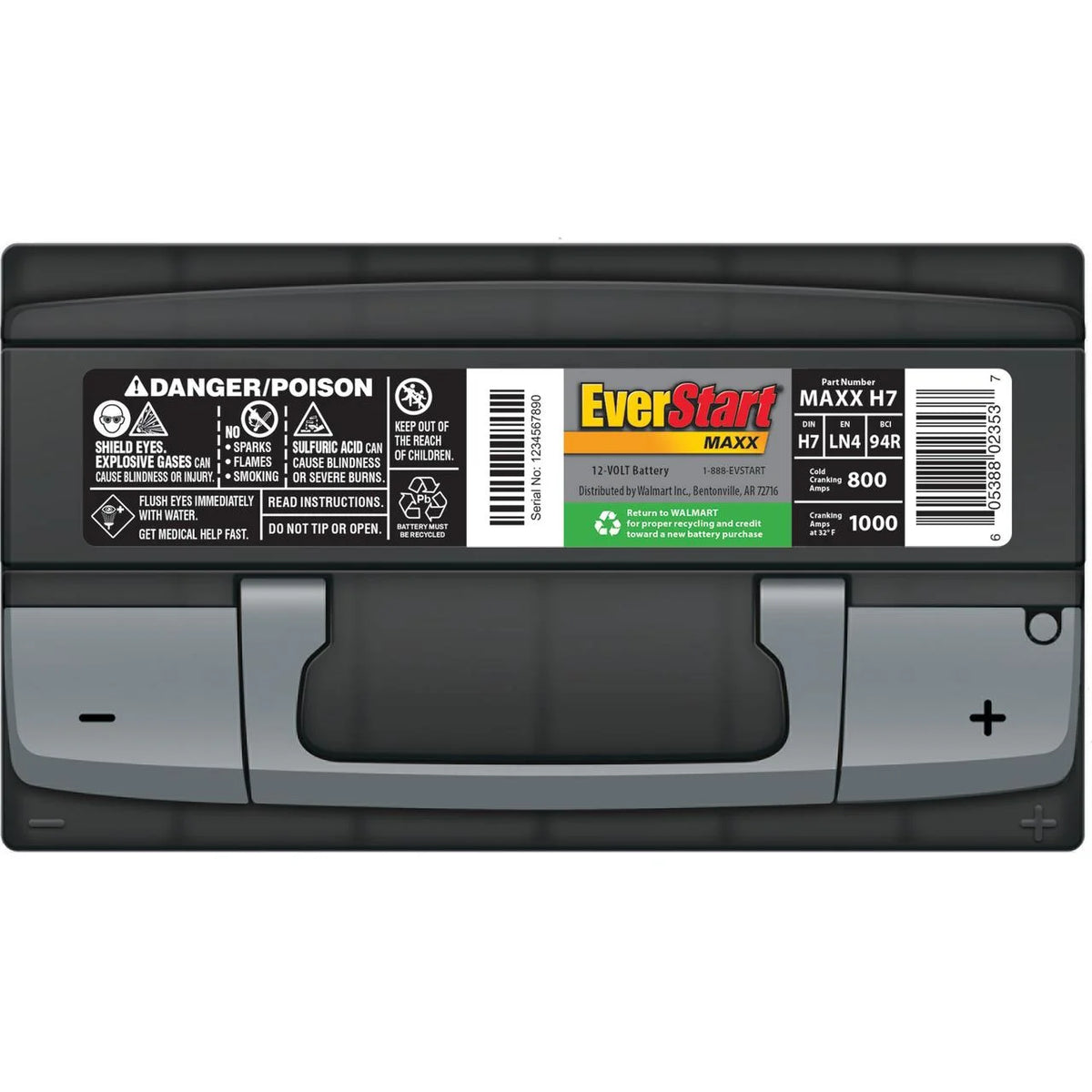 Lead Acid Automotive Battery, Group Size H7 / LN4 / 94R 12 Volt, 800 CCA R1025