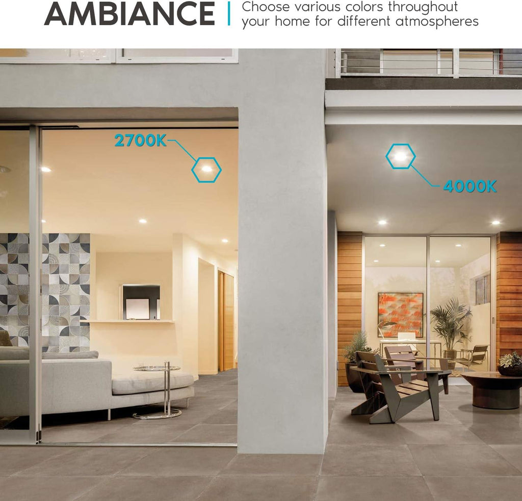 6 Inch Square LED Recessed Lighting, 5 Color Temperature, Dimmable, 4 Pack T6070
