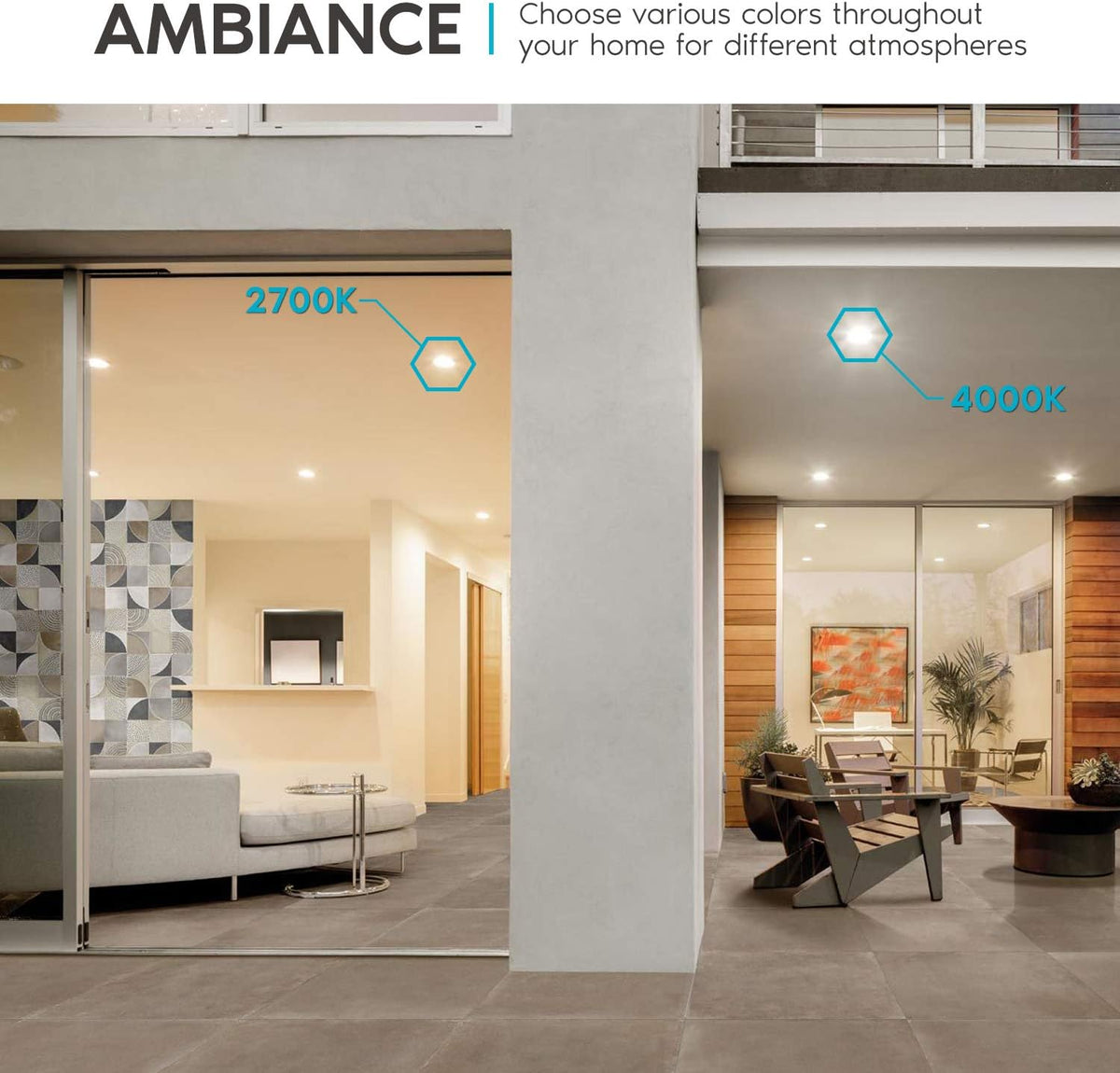 6 Inch Square LED Recessed Lighting, 5 Color Temperature, Dimmable, 4 Pack T6070