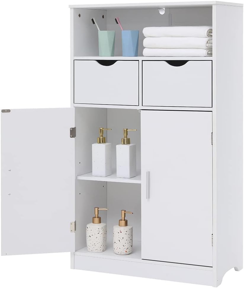 Black Storage Cabinet with 2 Drawers and 2 Shelves Q703