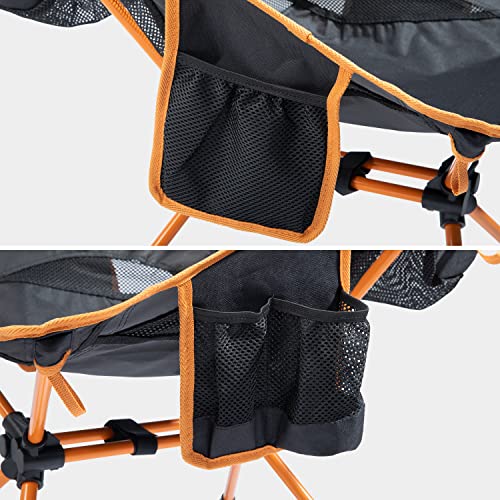 Compact Folding High Back Camping Chair with 2 Side Pockets Black/Gray C8907