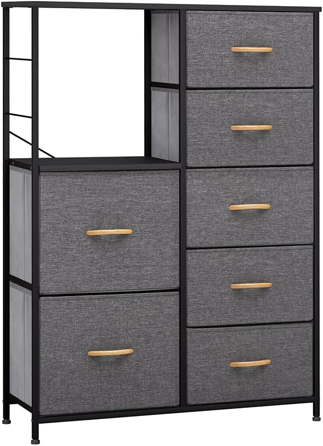 Gray 7 Drawer Vertical Dresser Storage Tower O1465