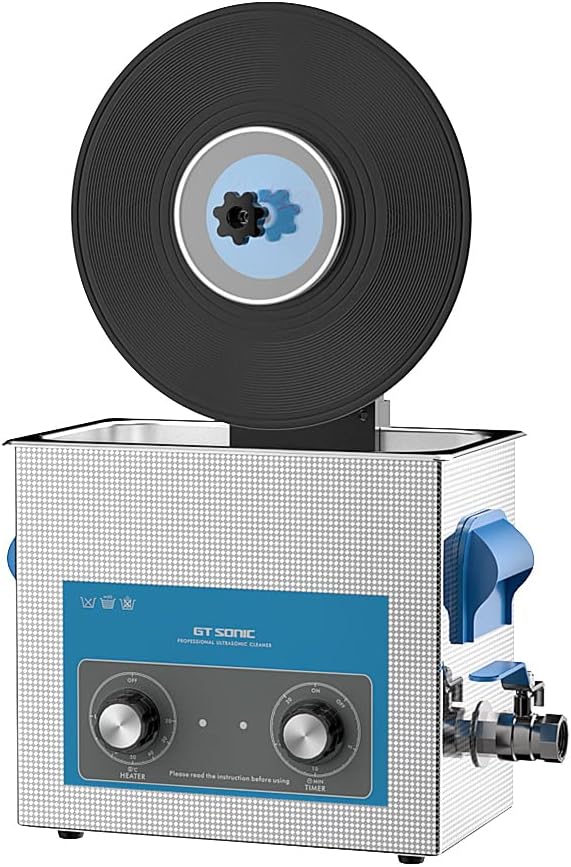 Gray Mechanical Vinyl Record Ultrasonic Cleaner with Records Bracket F658