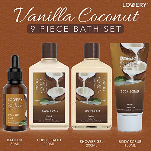 9 Piece Vanilla Coconut Home Spa Gift Basket S4649