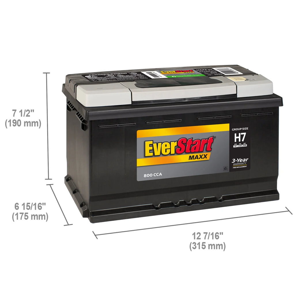 Lead Acid Automotive Battery, Group Size H7 / LN4 / 94R 12 Volt, 800 CCA R1025