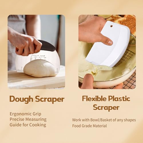 9" & 10" Round Sourdough Proofing Basket with Linen Liner, Silicone Bread Sling, Bread Lame, Danish Dough Whisk, Dough Scraper Kit, Silicone Brush & Bowl Scraper Y758227