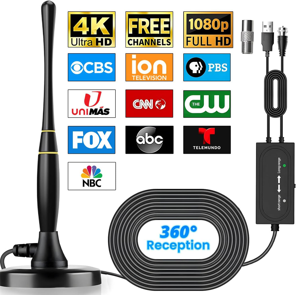 TV Antenna Indoor, 16.5FT Coax Cable Y9023