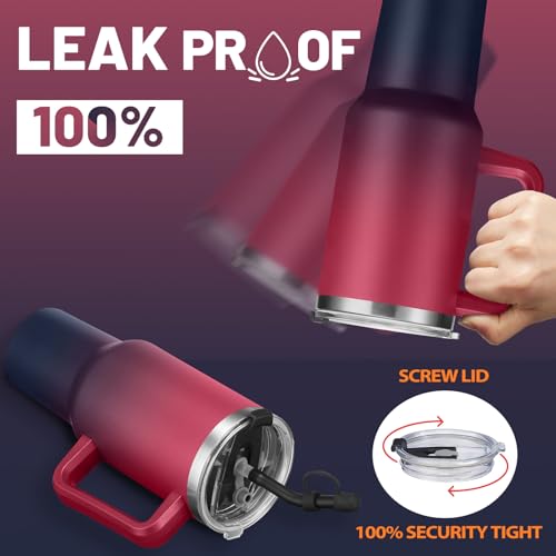 40 oz Vacuum Insulated Stainless Steel Tumbler with Handle and Straw Lid Y820530