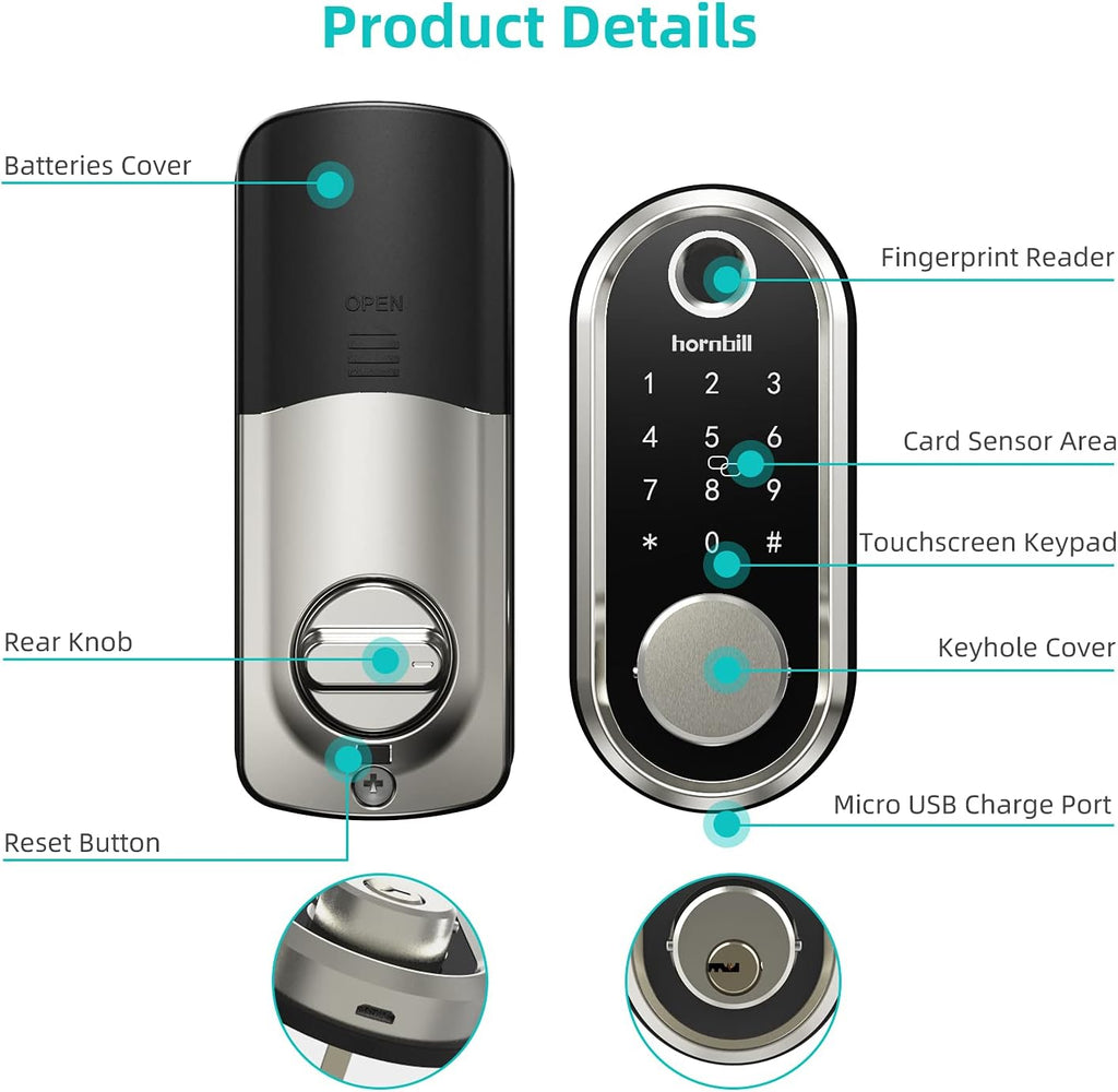 Fingerprint Deadbolt Smart Lock with Touchscreen Keypad N502