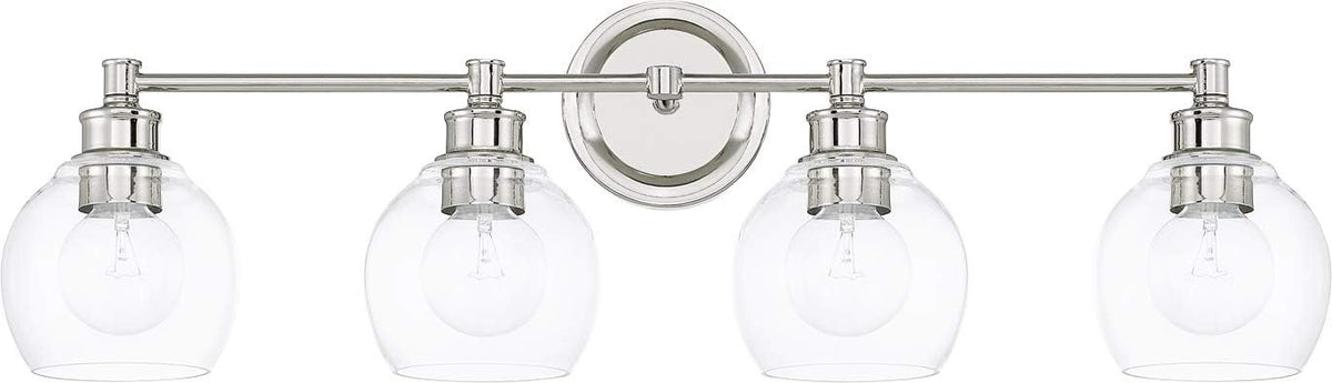 4-Light Clear Glass Bath Vanity Wall Mount X9656