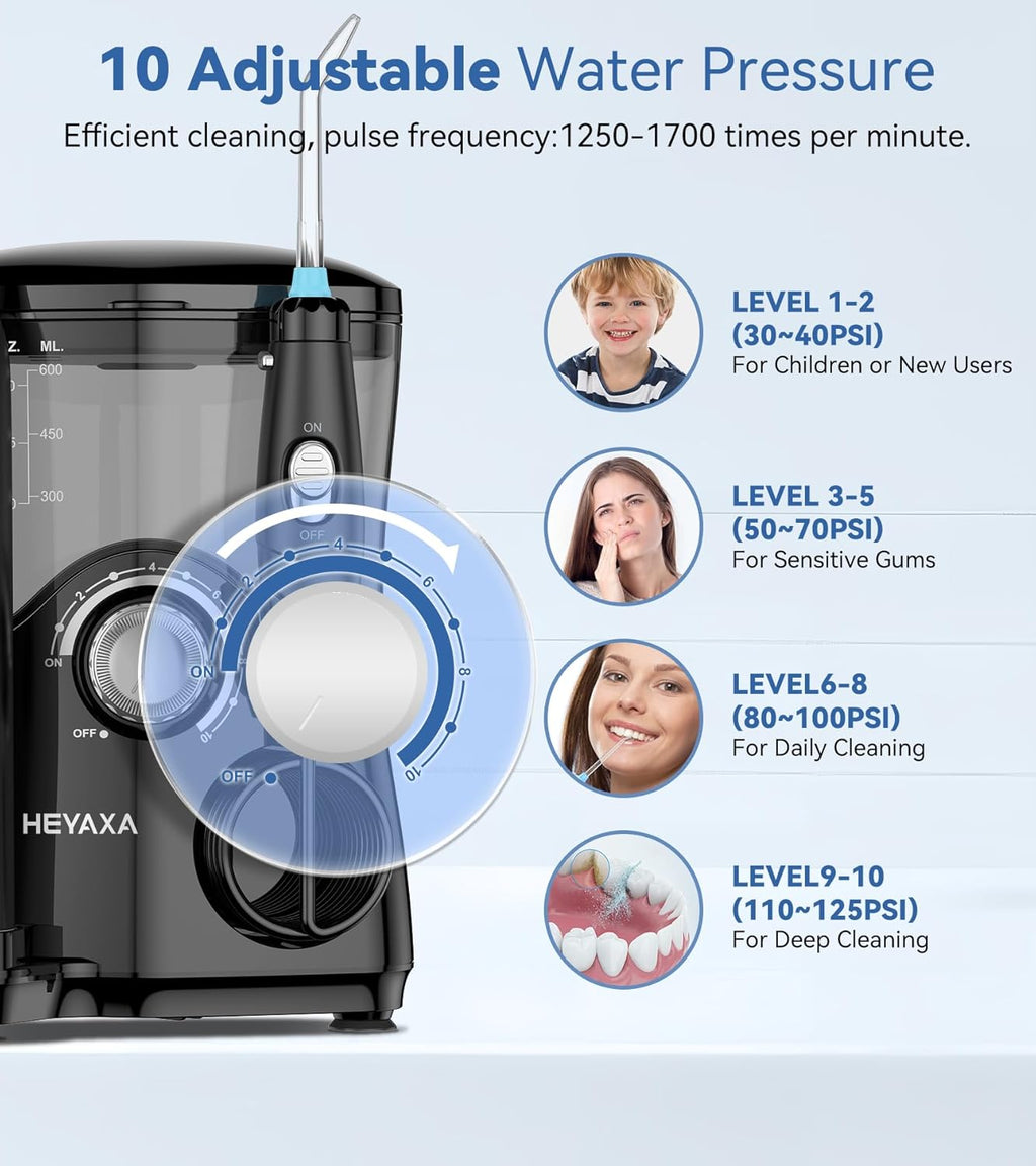 600ML Water Flosser with 7 Jet Tips, 10 Adjustable Water Pressure, 5 Toothbrush Heads Q277679