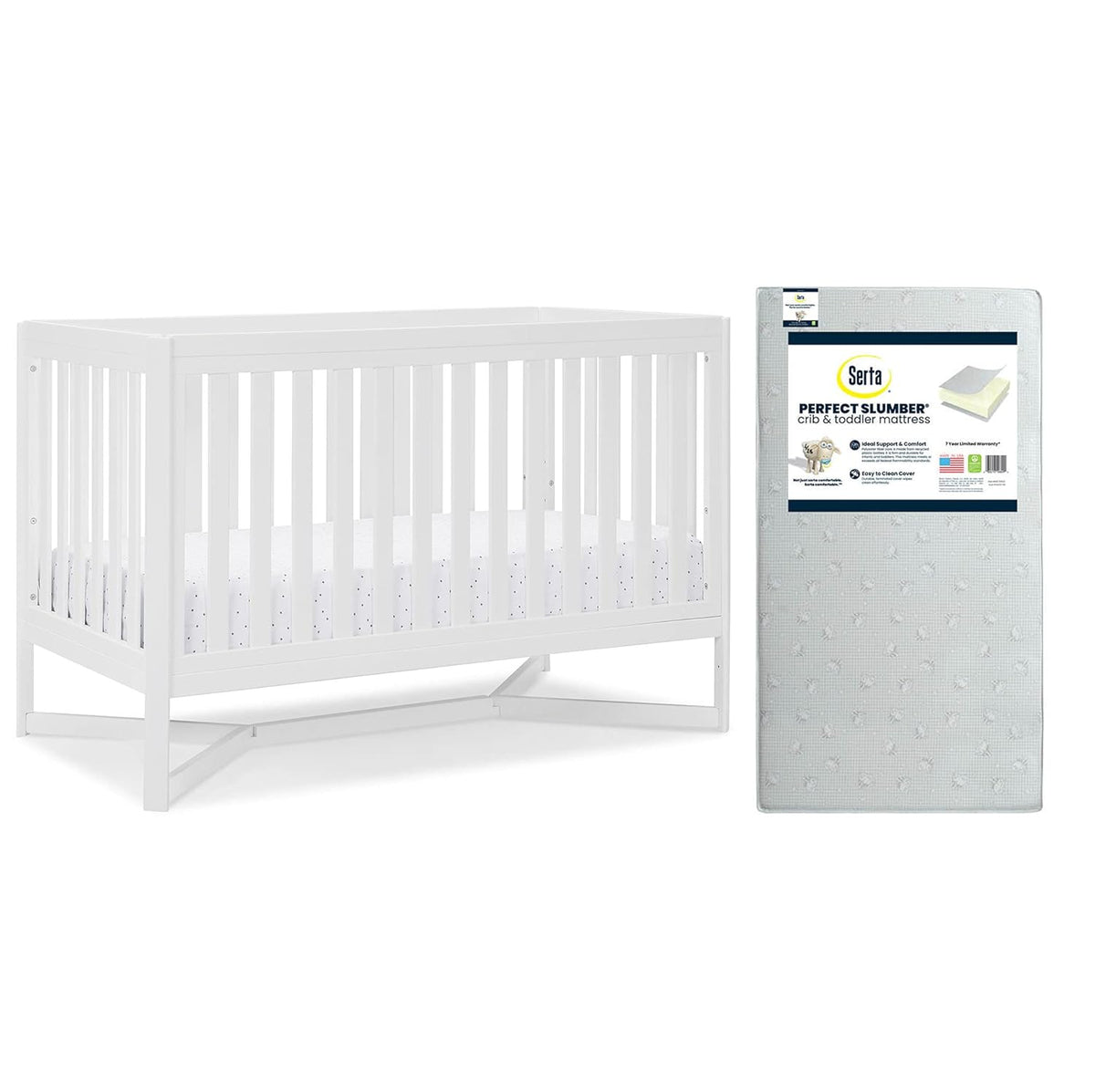 4-in-1 Convertible Crib and Dual Sided Crib & Toddler Mattress Z25490