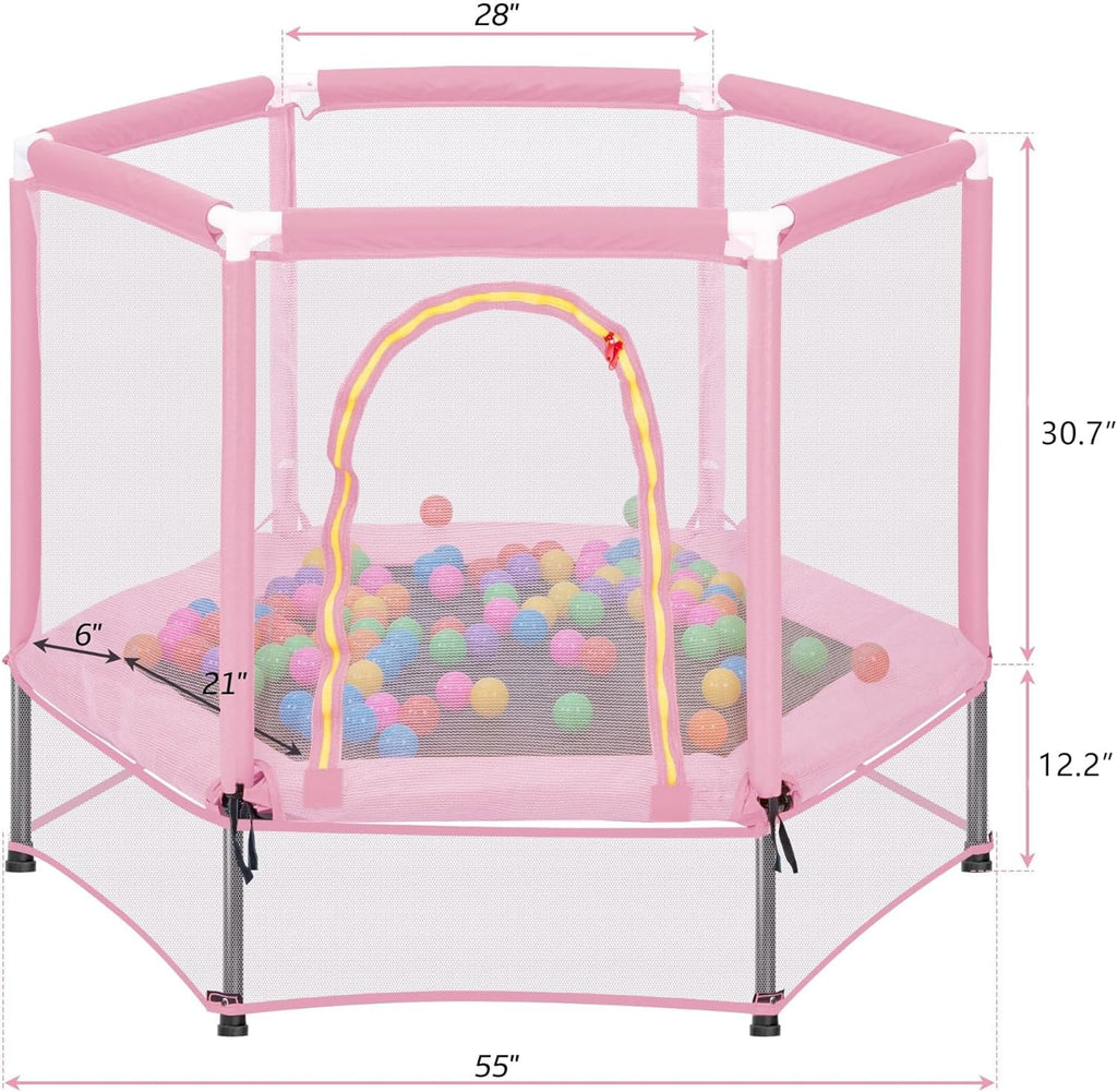 Green Mini Trampoline with Safety Enclosure Net and Pit Balls H728646
