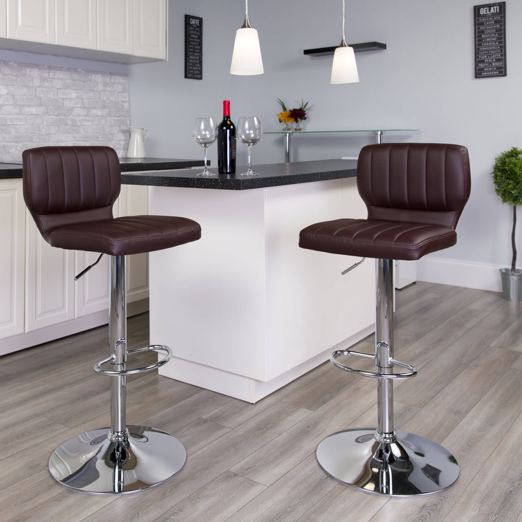 Contemporary Vinyl Adjustable Height Barstool S208